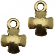 Metalen bedel kruis Antiek goud 14x10 mm